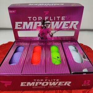12X Top Flite Empower Golf Balls White Purple Red Green New